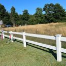 White 2-rail horse fence with New England cap